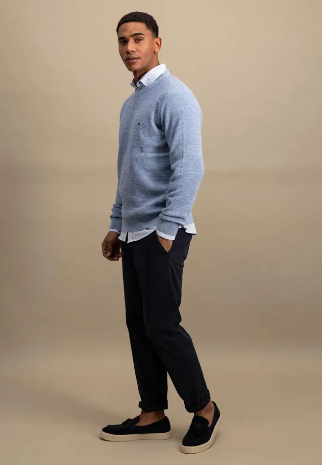 FYNCHHATTON Coarse Knitting Sweater With A Round Neckline Summer Breeze Men Sweater