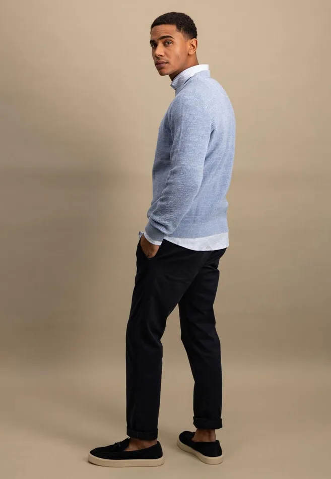 FYNCHHATTON Coarse Knitting Sweater With A Round Neckline Summer Breeze Men Sweater