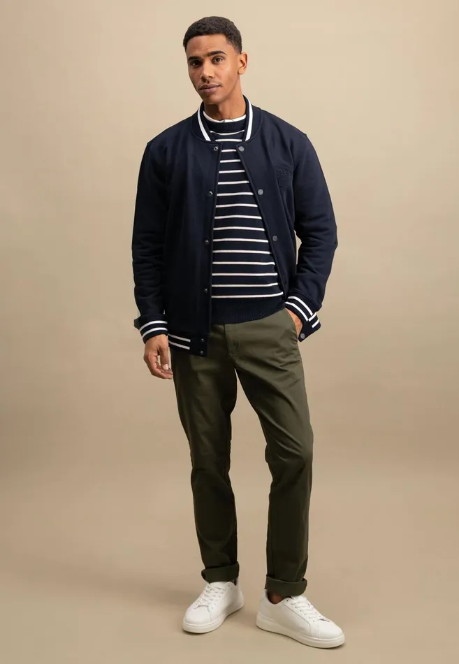 FYNCHHATTON College Jacket With Push Buttons Navynew Offwhite Men Cardigan