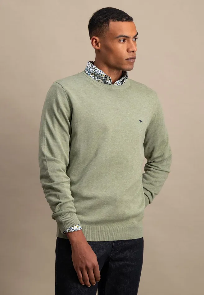 FYNCHHATTON Cotton Knitting Sweater With A Circular Neckline Dark Tealruby Redpale Blushfuchsianew Dijonrustflamevibrant Blue Men Sweater