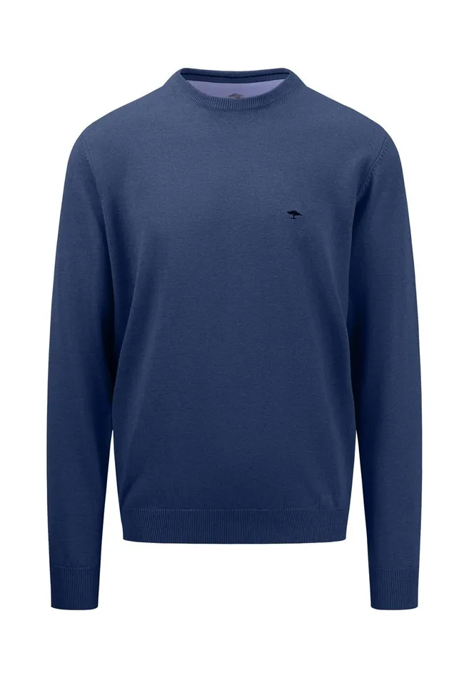 FYNCHHATTON Cotton Knitting Sweater With A Circular Neckline Dark Tealruby Redpale Blushfuchsianew Dijonrustflamevibrant Blue Men Sweater