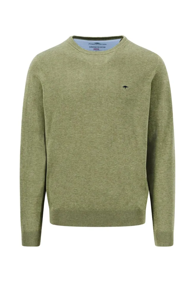 FYNCHHATTON Cotton Knitting Sweater With A Circular Neckline Dark Tealruby Redpale Blushfuchsianew Dijonrustflamevibrant Blue Men Sweater