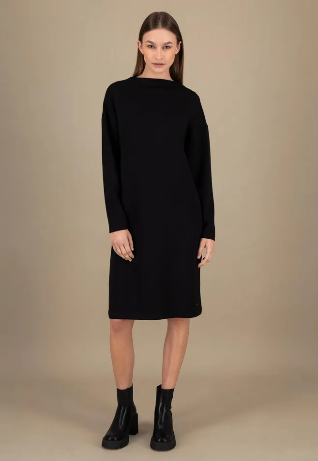 FYNCHHATTON Dress In Plain Colors With Stand up Collar Black Women Dresses
