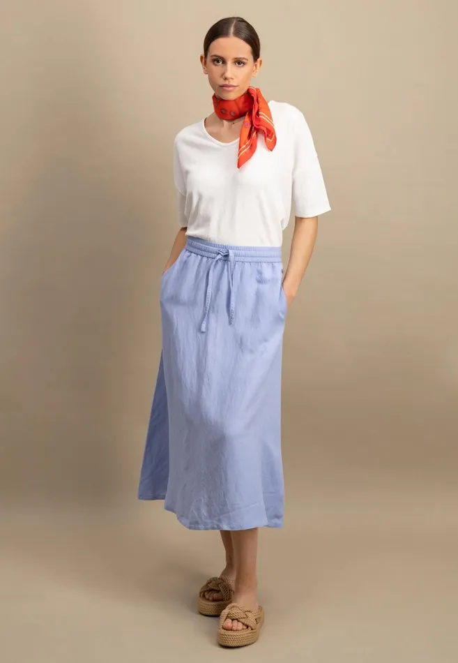 FYNCHHATTON Flowing Maxirock Made Of Linen Mix Sandlight Blue Women Skirts