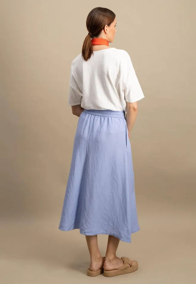 FYNCHHATTON Flowing Maxirock Made Of Linen Mix Sandlight Blue Women Skirts