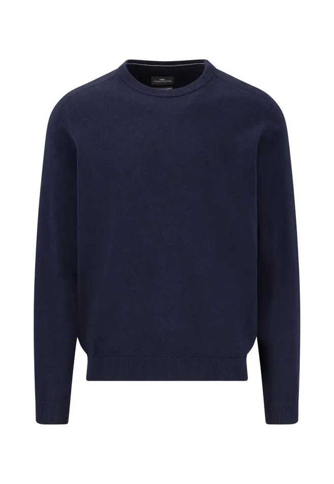 FYNCHHATTON Knitting Sweater With A Circular Neckline And Elbow Patches Navy Men Sweater