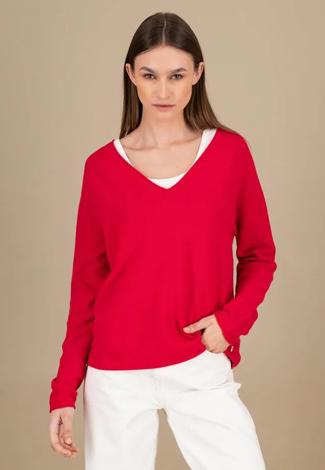 FYNCHHATTON Knitting Sweater With A Vneck Crimson Redmilkblue Purple Women Sweater