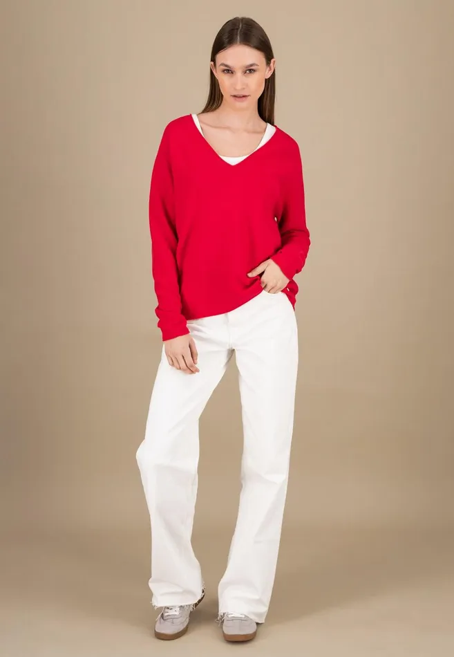 FYNCHHATTON Knitting Sweater With A Vneck Crimson Redmilkblue Purple Women Sweater