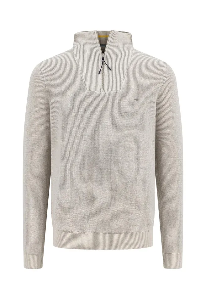 FYNCHHATTON Knitting Sweaters With A Troyer Collar And Logodail New Offwhitepoppy Rednavy Men Sweater