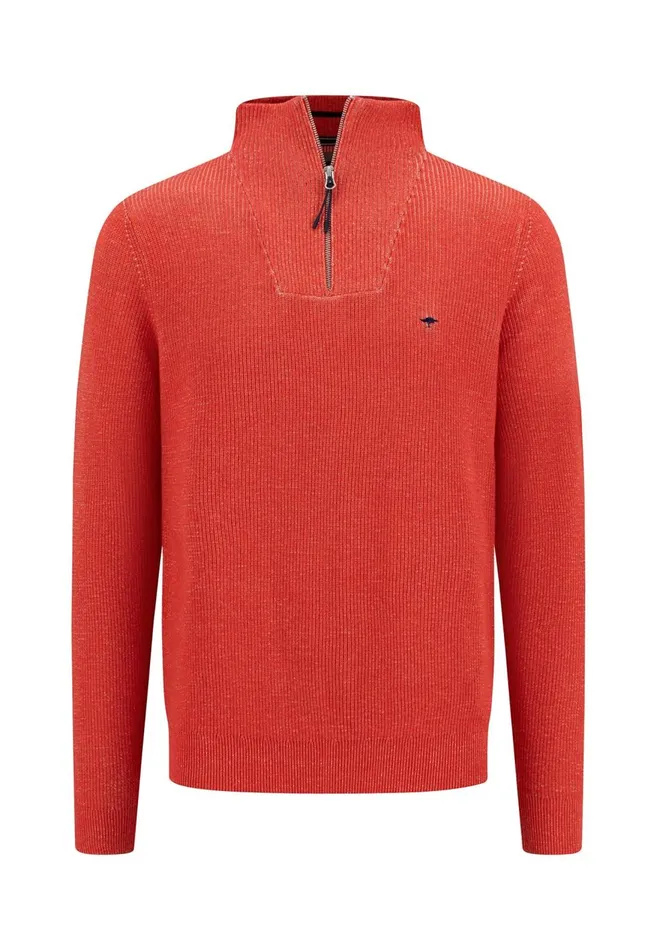 FYNCHHATTON Knitting Sweaters With A Troyer Collar And Logodail New Offwhitepoppy Rednavy Men Sweater