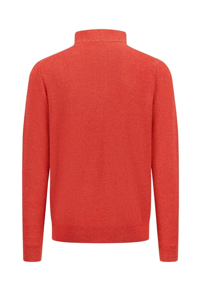 FYNCHHATTON Knitting Sweaters With A Troyer Collar And Logodail New Offwhitepoppy Rednavy Men Sweater