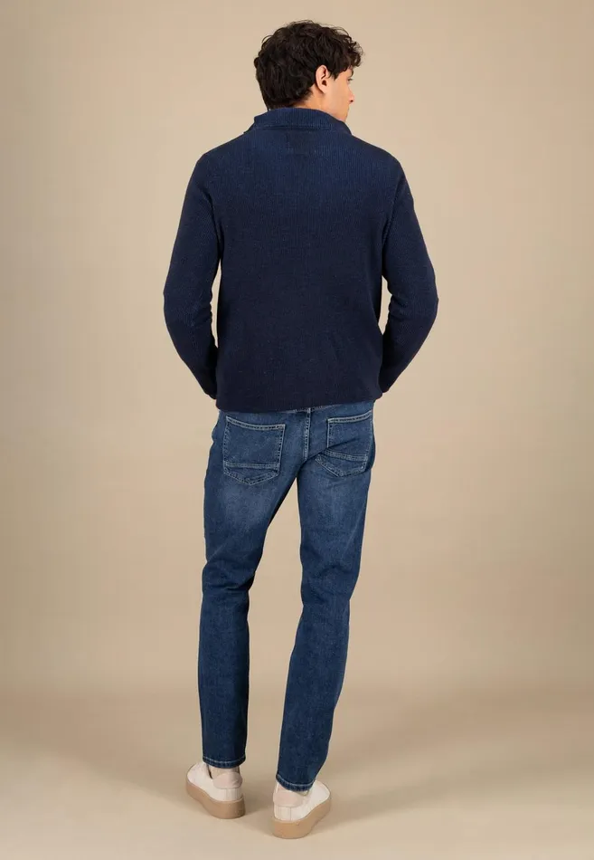 FYNCHHATTON Knitting Sweaters With A Troyer Collar And Logodail New Offwhitepoppy Rednavy Men Sweater