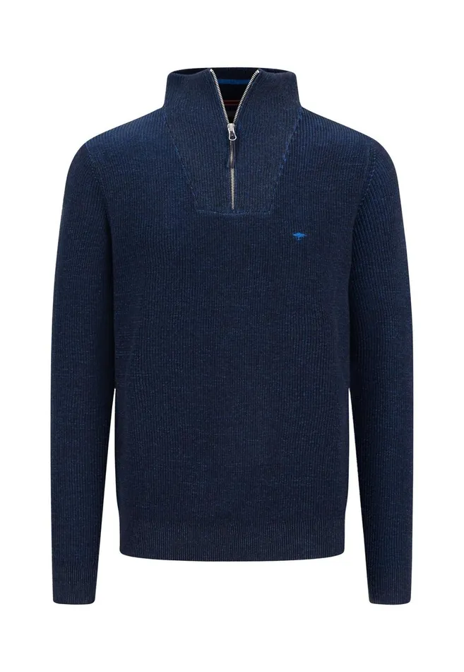 FYNCHHATTON Knitting Sweaters With A Troyer Collar And Logodail New Offwhitepoppy Rednavy Men Sweater