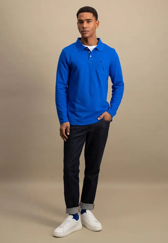 FYNCHHATTON Long Arm Polo Shirt Made Of Cotton New Offwhitenavypoppy Redstrong Blue Men Polo Shirt