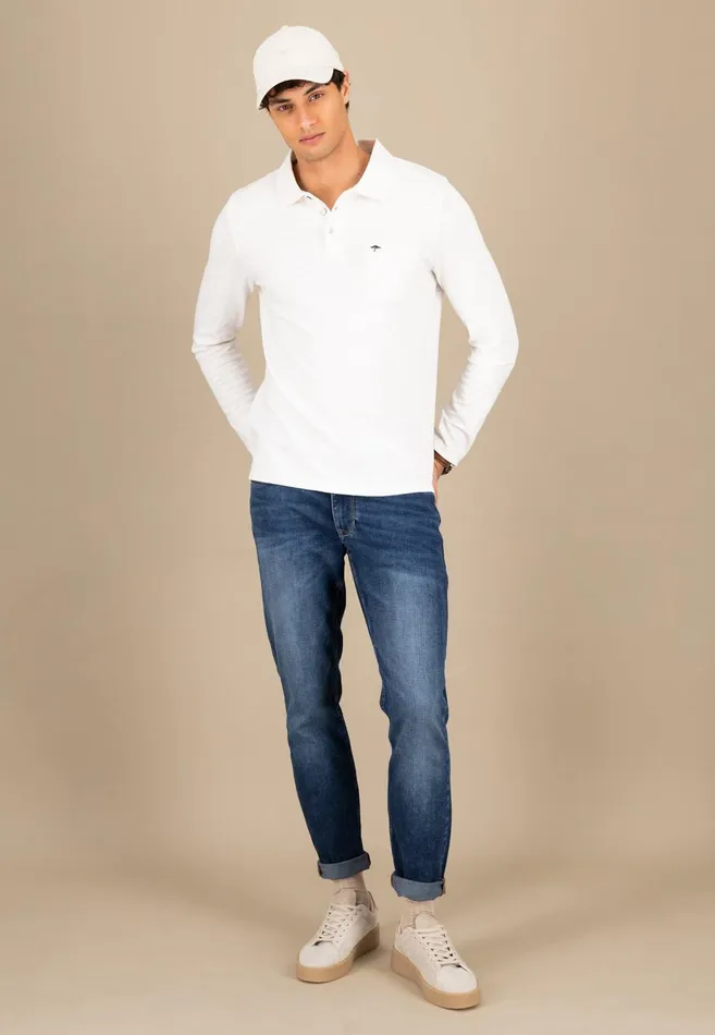 FYNCHHATTON Long Arm Polo Shirt Made Of Cotton New Offwhitenavypoppy Redstrong Blue Men Polo Shirt
