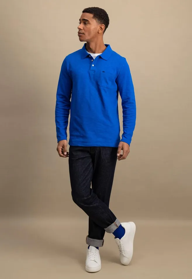 FYNCHHATTON Long Arm Polo Shirt Made Of Cotton New Offwhitenavypoppy Redstrong Blue Men Polo Shirt