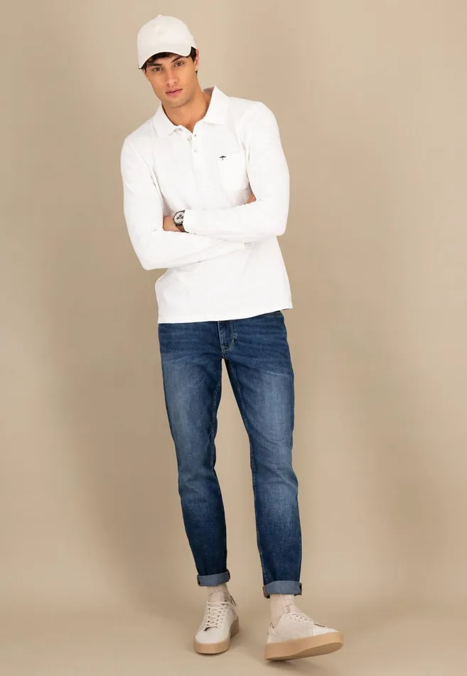 FYNCHHATTON Long Arm Polo Shirt Made Of Cotton New Offwhitenavypoppy Redstrong Blue Men Polo Shirt