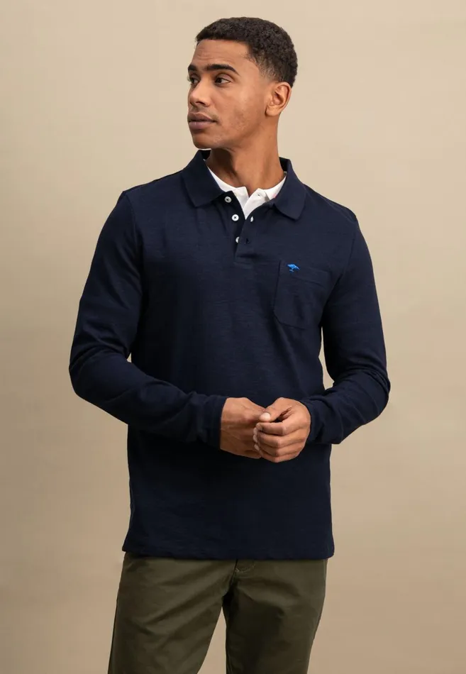 FYNCHHATTON Long Arm Polo Shirt Made Of Cotton New Offwhitenavypoppy Redstrong Blue Men Polo Shirt