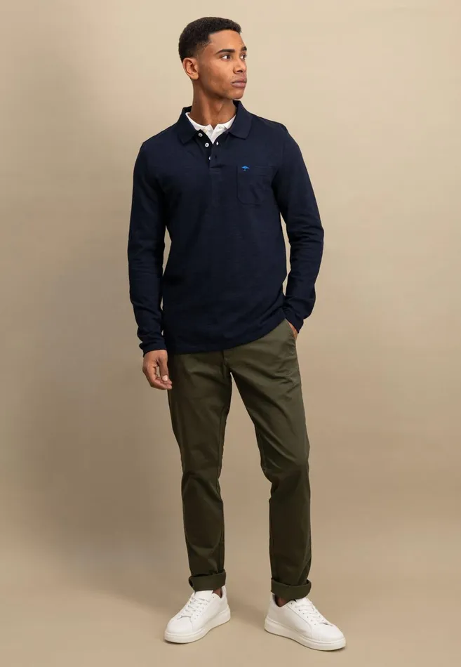 FYNCHHATTON Long Arm Polo Shirt Made Of Cotton New Offwhitenavypoppy Redstrong Blue Men Polo Shirt