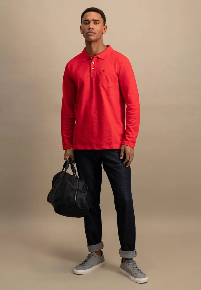 FYNCHHATTON Long Arm Polo Shirt Made Of Cotton New Offwhitenavypoppy Redstrong Blue Men Polo Shirt
