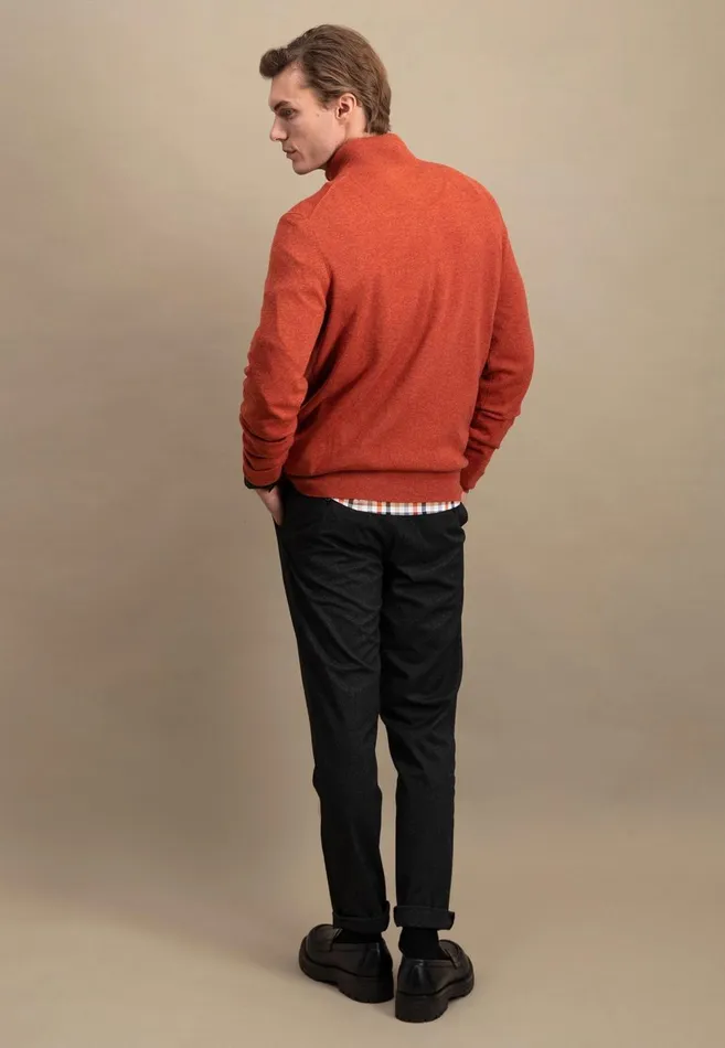 FYNCHHATTON Merinocashmere Sweater With A Troyer Collar Hazelnavylight Khakirustcloud Bluedark Emeraldsteel Men Sweater