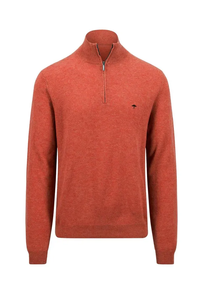 FYNCHHATTON Merinocashmere Sweater With A Troyer Collar Hazelnavylight Khakirustcloud Bluedark Emeraldsteel Men Sweater