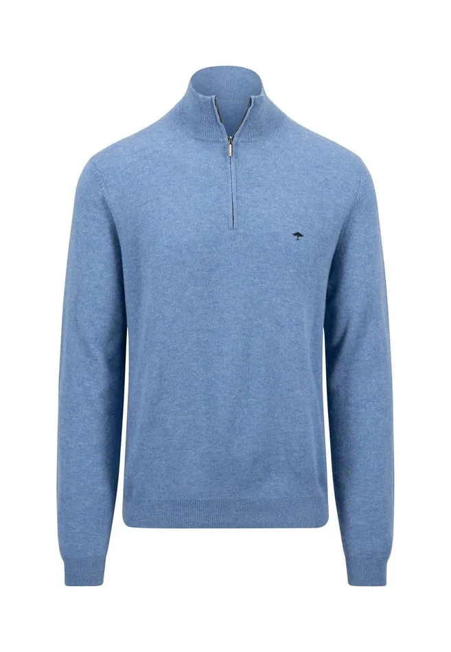 FYNCHHATTON Merinocashmere Sweater With A Troyer Collar Hazelnavylight Khakirustcloud Bluedark Emeraldsteel Men Sweater