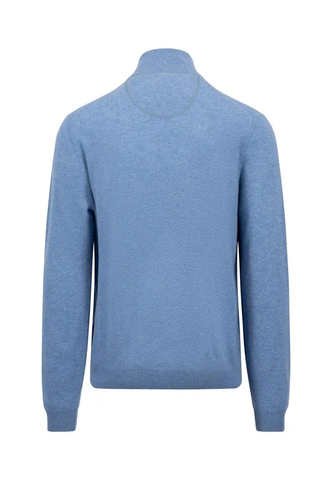 FYNCHHATTON Merinocashmere Sweater With A Troyer Collar Hazelnavylight Khakirustcloud Bluedark Emeraldsteel Men Sweater