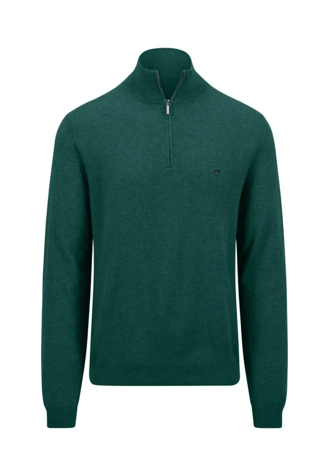 FYNCHHATTON Merinocashmere Sweater With A Troyer Collar Hazelnavylight Khakirustcloud Bluedark Emeraldsteel Men Sweater