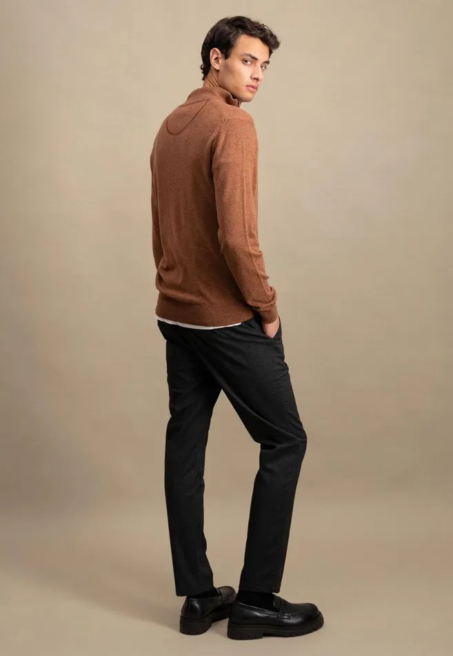 FYNCHHATTON Merinocashmere Sweater With A Troyer Collar Hazelnavylight Khakirustcloud Bluedark Emeraldsteel Men Sweater