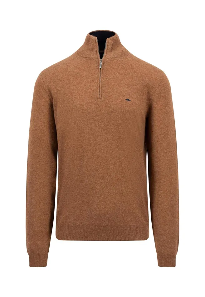 FYNCHHATTON Merinocashmere Sweater With A Troyer Collar Hazelnavylight Khakirustcloud Bluedark Emeraldsteel Men Sweater
