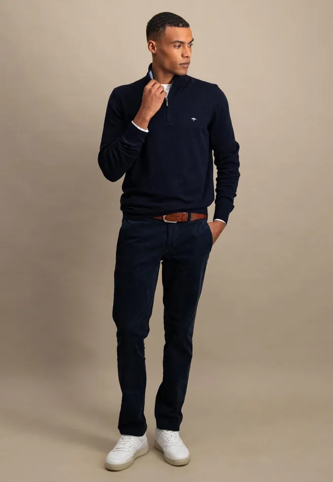 FYNCHHATTON Merinocashmere Sweater With A Troyer Collar Hazelnavylight Khakirustcloud Bluedark Emeraldsteel Men Sweater