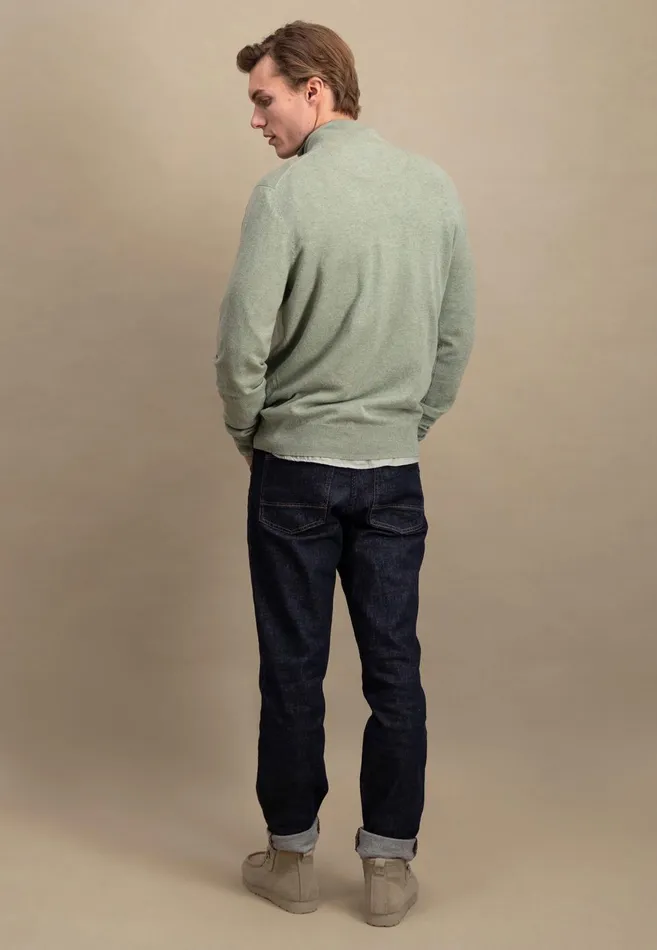 FYNCHHATTON Merinocashmere Sweater With A Troyer Collar Hazelnavylight Khakirustcloud Bluedark Emeraldsteel Men Sweater