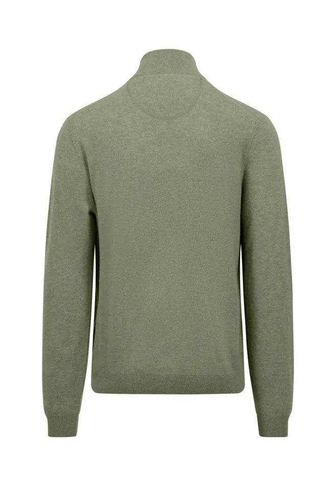 FYNCHHATTON Merinocashmere Sweater With A Troyer Collar Hazelnavylight Khakirustcloud Bluedark Emeraldsteel Men Sweater