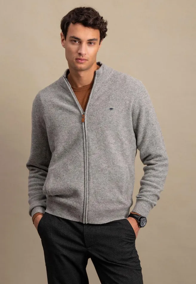 FYNCHHATTON Parting Jacket Made Of Wool Mix With A Colored Zipper Navysilvercloud Blue Men Cardigan