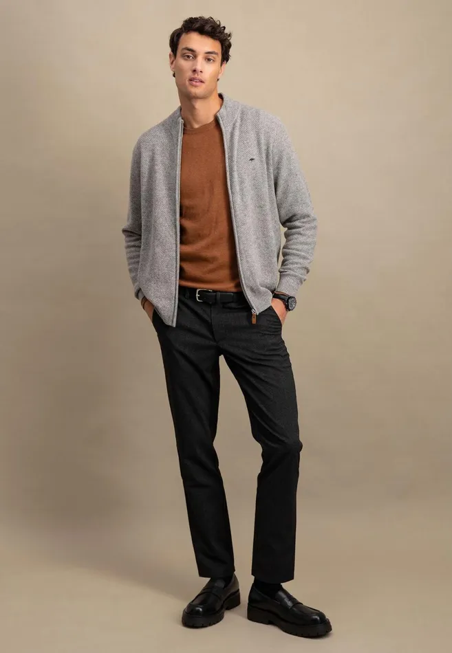 FYNCHHATTON Parting Jacket Made Of Wool Mix With A Colored Zipper Navysilvercloud Blue Men Cardigan