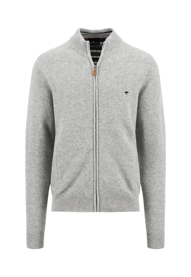 FYNCHHATTON Parting Jacket Made Of Wool Mix With A Colored Zipper Navysilvercloud Blue Men Cardigan