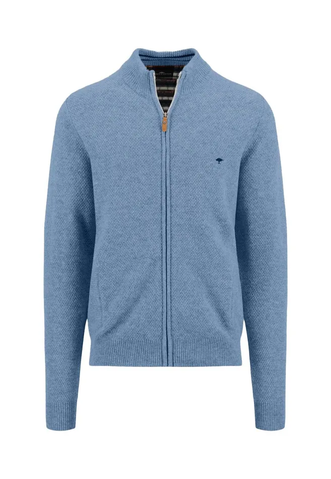 FYNCHHATTON Parting Jacket Made Of Wool Mix With A Colored Zipper Navysilvercloud Blue Men Cardigan