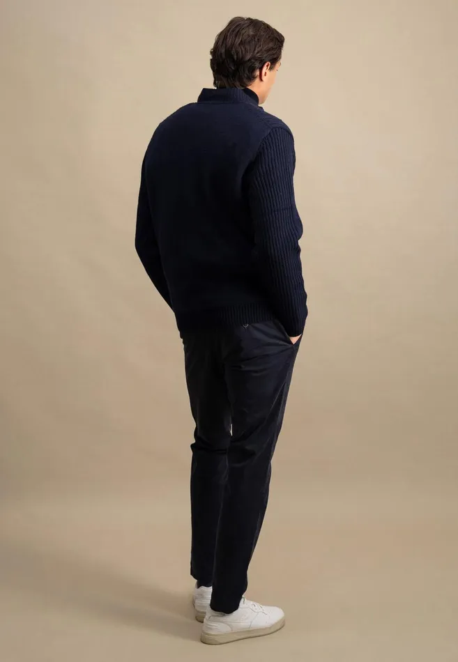 FYNCHHATTON Parting Jacket Made Of Wool With A Braid Pattern And Zipper Steelnavy Men Cardigan