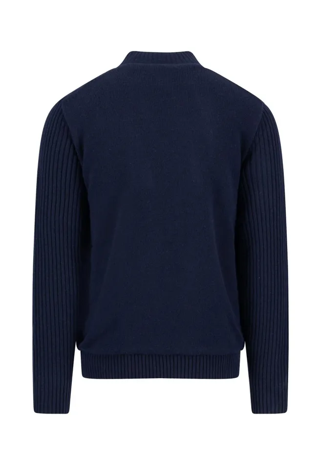 FYNCHHATTON Parting Jacket Made Of Wool With A Braid Pattern And Zipper Steelnavy Men Cardigan
