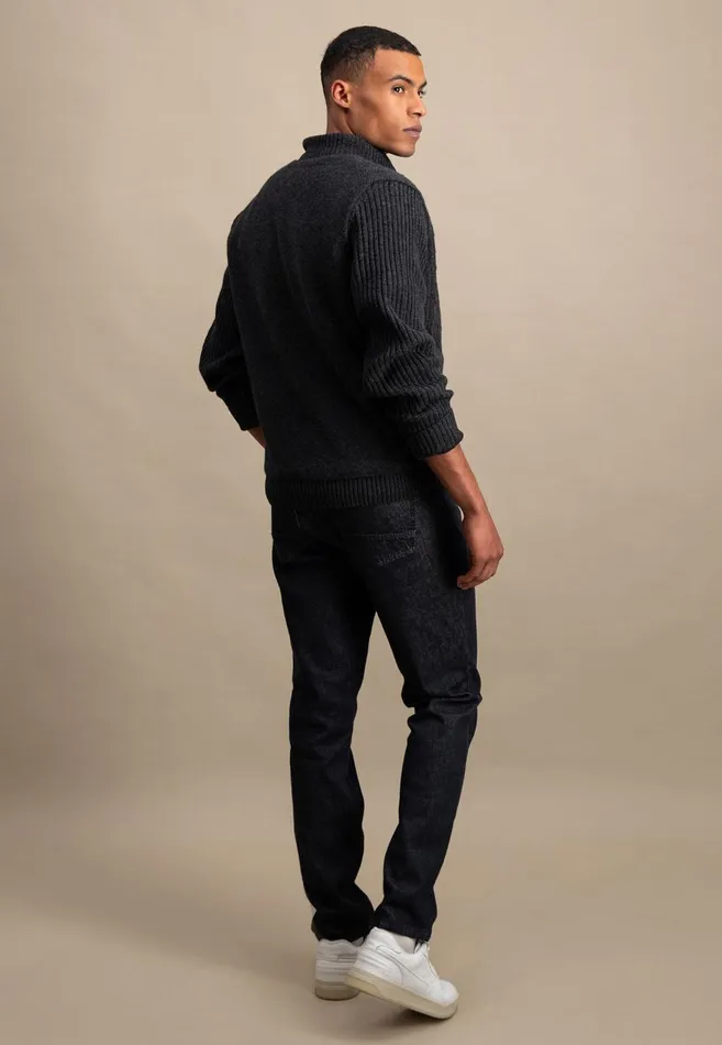 FYNCHHATTON Parting Jacket Made Of Wool With A Braid Pattern And Zipper Steelnavy Men Cardigan