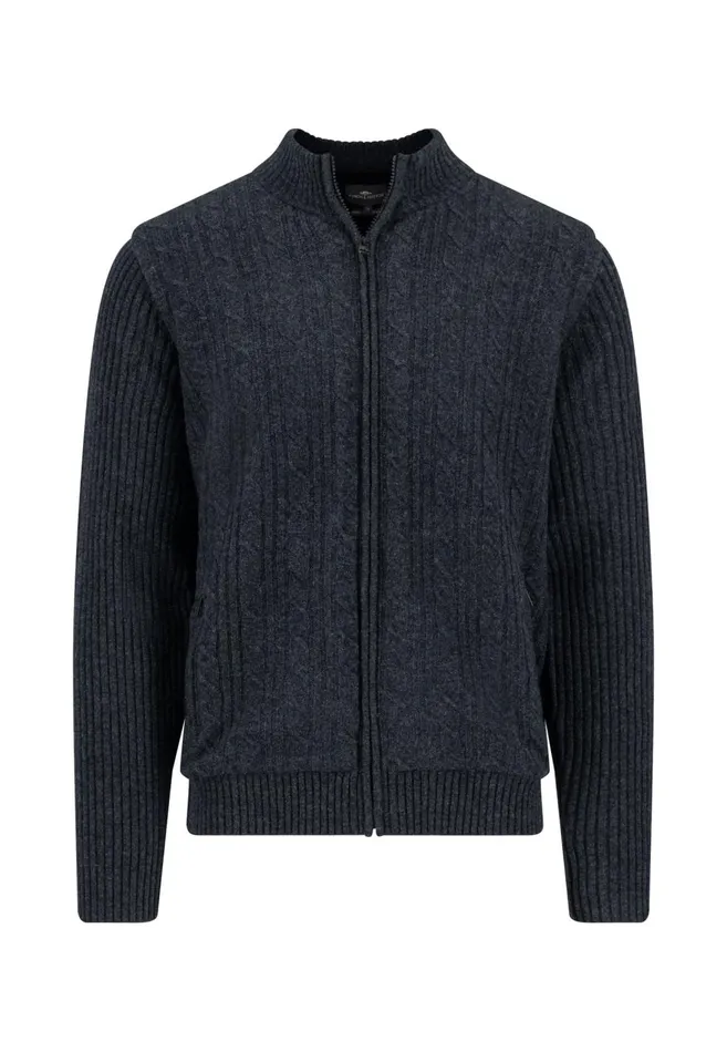 FYNCHHATTON Parting Jacket Made Of Wool With A Braid Pattern And Zipper Steelnavy Men Cardigan