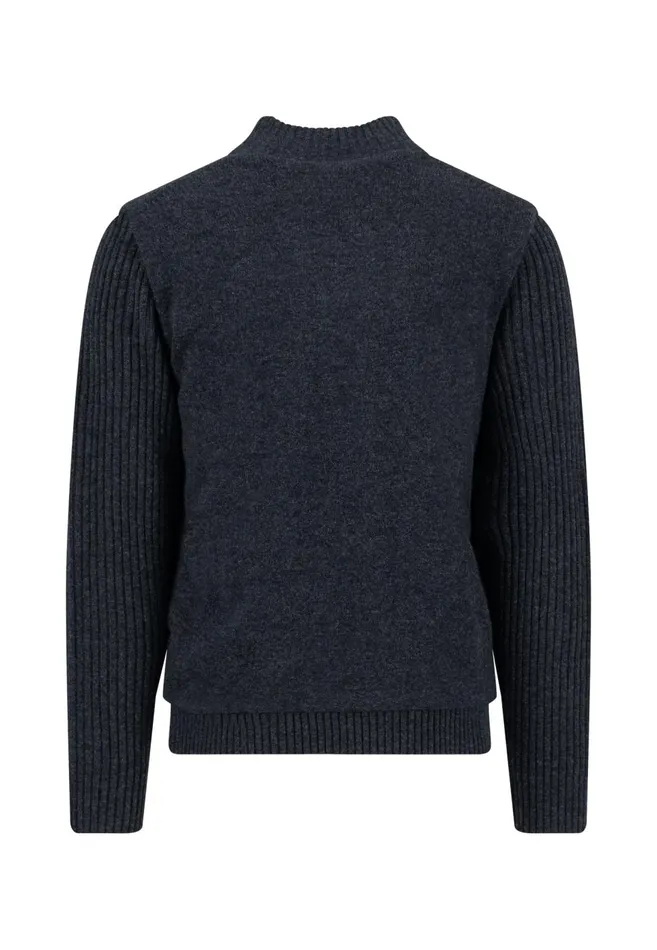 FYNCHHATTON Parting Jacket Made Of Wool With A Braid Pattern And Zipper Steelnavy Men Cardigan