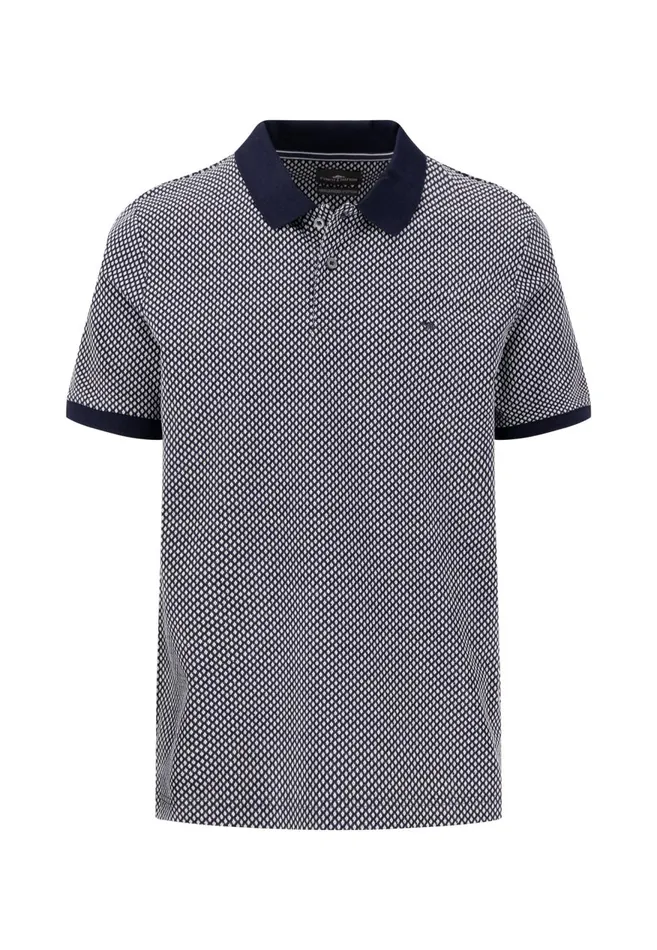 FYNCHHATTON Polo Shirt With Subtle Pattern Navy Men Polo Shirt
