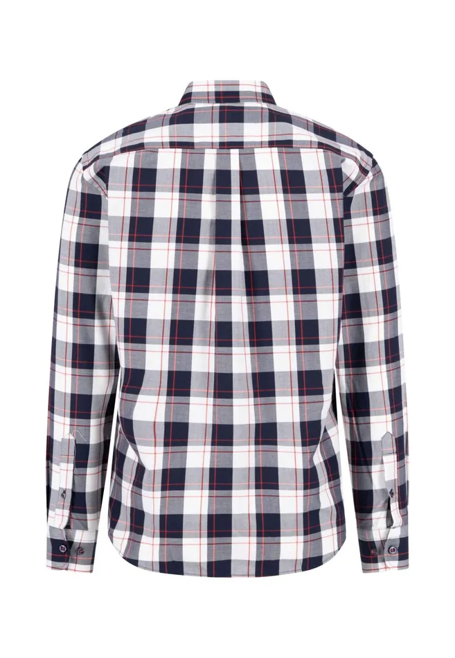 FYNCHHATTON Roughly Checked Shirt With Buttondown Collar New Offwhitenavy Men Shirts