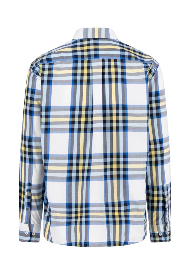 FYNCHHATTON Roughly Checked Shirt With Buttondown Collar New Offwhitenavy Men Shirts