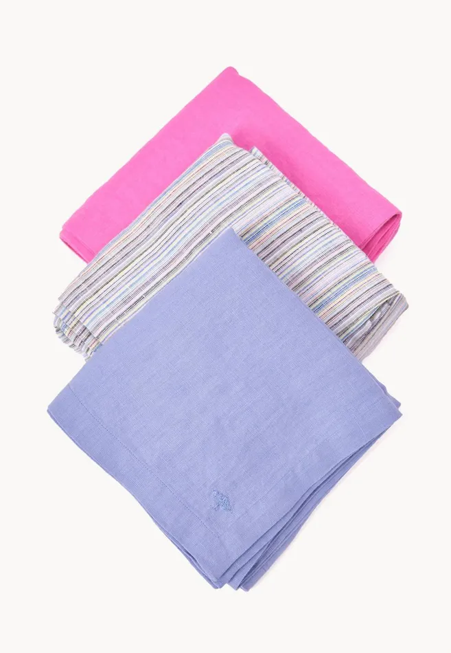 FYNCHHATTON Sandibe Napkins Set Of 4 Hot Pinkdove Blueblue Stripedelephant Graysage Living Kitchen Accessories