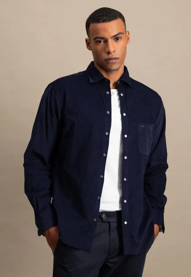 FYNCHHATTON Shirt Made Of Fine Cord With Push Buttons Navywinter Whitecloud Bluehazel Men Shirts FYNCHHATTON Shirt Made Of Fine Cord With Push Buttons Navywinter Whitecloud Bluehazel Men Shirts