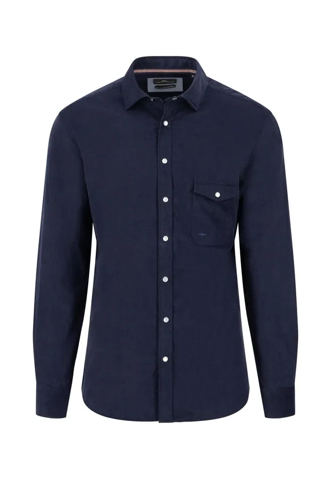 FYNCHHATTON Shirt Made Of Fine Cord With Push Buttons Navywinter Whitecloud Bluehazel Men Shirts
