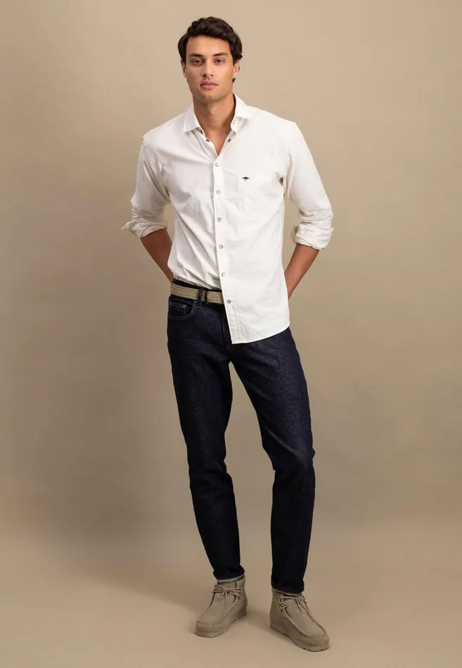 FYNCHHATTON Shirt Made Of Fine Cord With Push Buttons Navywinter Whitecloud Bluehazel Men Shirts